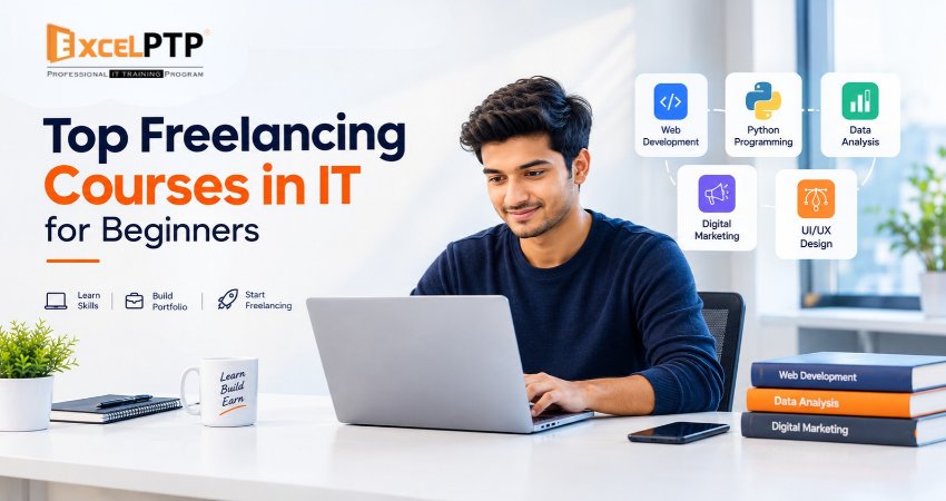 Top freelancing courses in IT including web development, UI UX design, digital marketing, SEO, graphic design and mobile app development